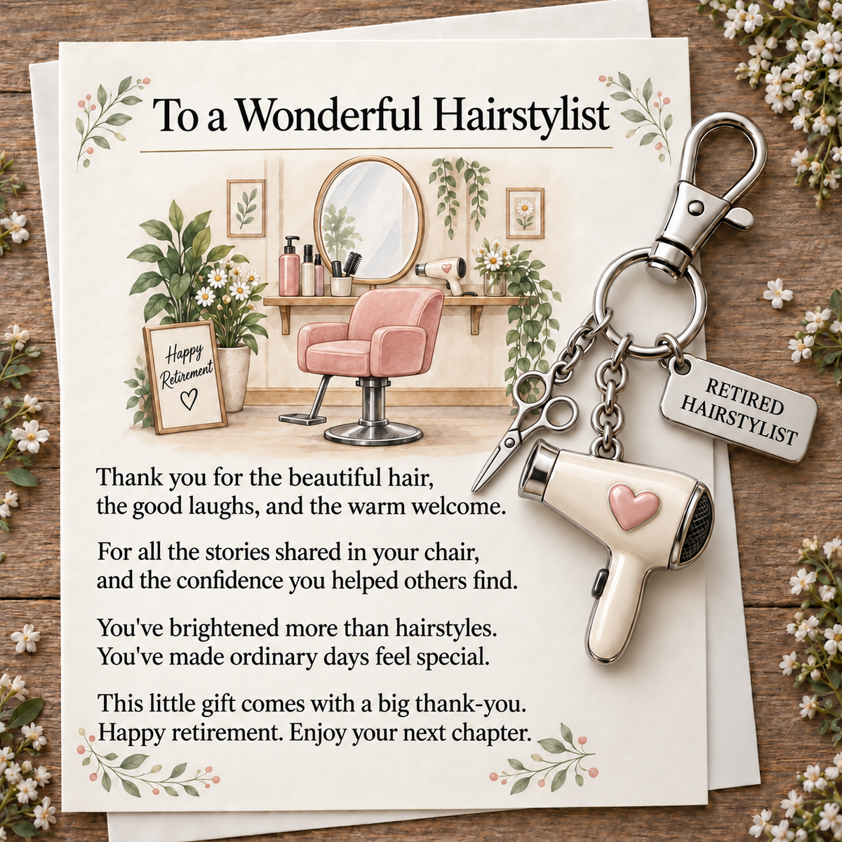 Retirement Keychain & Keepsake Card