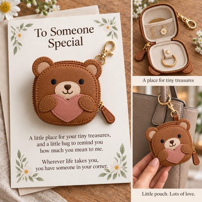 💖Little Treasures Animal Keychain Pouch & Message Card