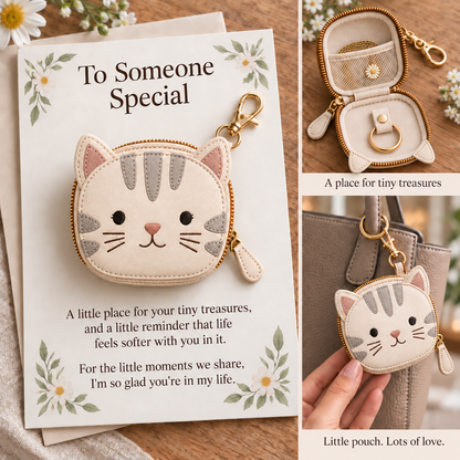 💖Little Treasures Animal Keychain Pouch & Message Card