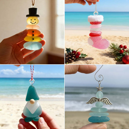 🌊Handmade Sea Glass Christmas Ornament