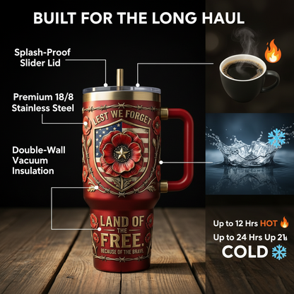 The "Lest We Forget" Patriotic Premium Tumbler - Land of the Free