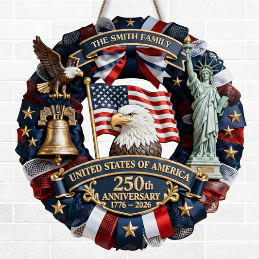 🇺🇸 Personalized America 250th Anniversary Family Wreath
