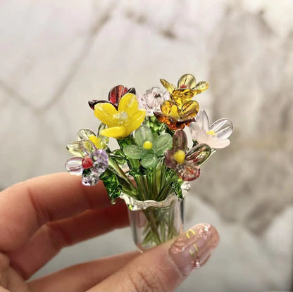 🌸2026 Mother's Day Gifts 49% Off--🎁Mini Glass Flower Ornament Crafts Artificial Flower Floral Figurine