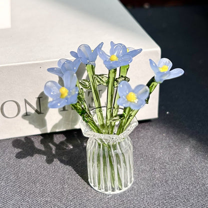 🌸2026 Mother's Day Gifts 49% Off--🎁Mini Glass Flower Ornament Crafts Artificial Flower Floral Figurine