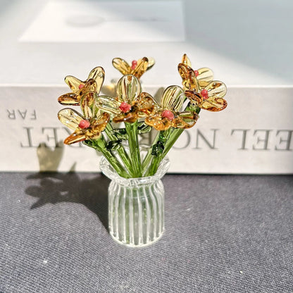 🌸2026 Mother's Day Gifts 49% Off--🎁Mini Glass Flower Ornament Crafts Artificial Flower Floral Figurine
