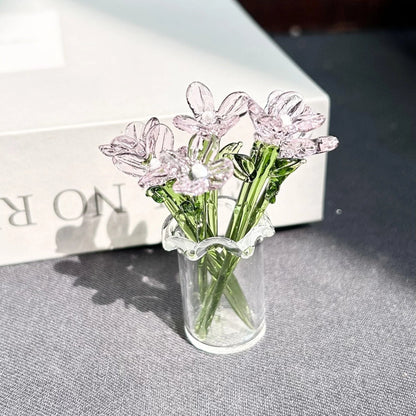 🌸2026 Mother's Day Gifts 49% Off--🎁Mini Glass Flower Ornament Crafts Artificial Flower Floral Figurine