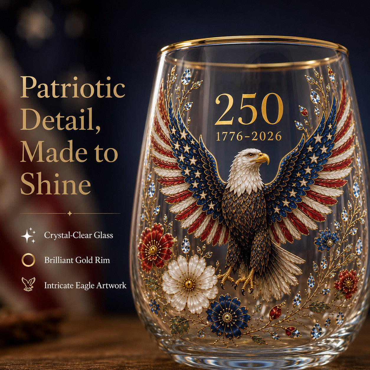 🦅250th Eagle Glass Tumbler