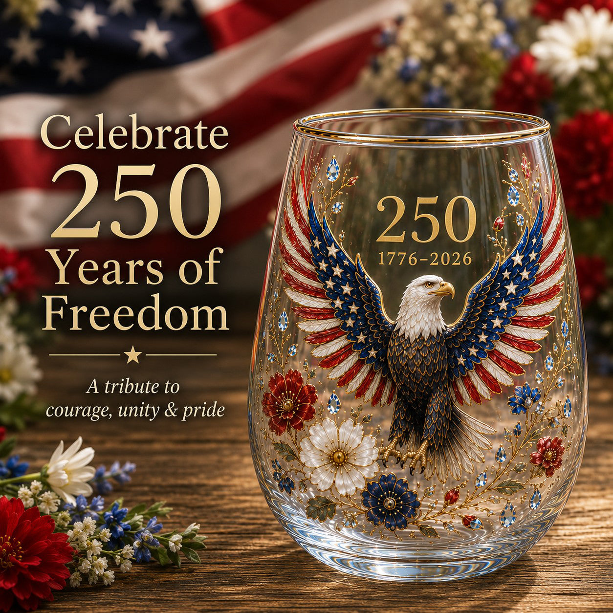 🦅250th Eagle Glass Tumbler
