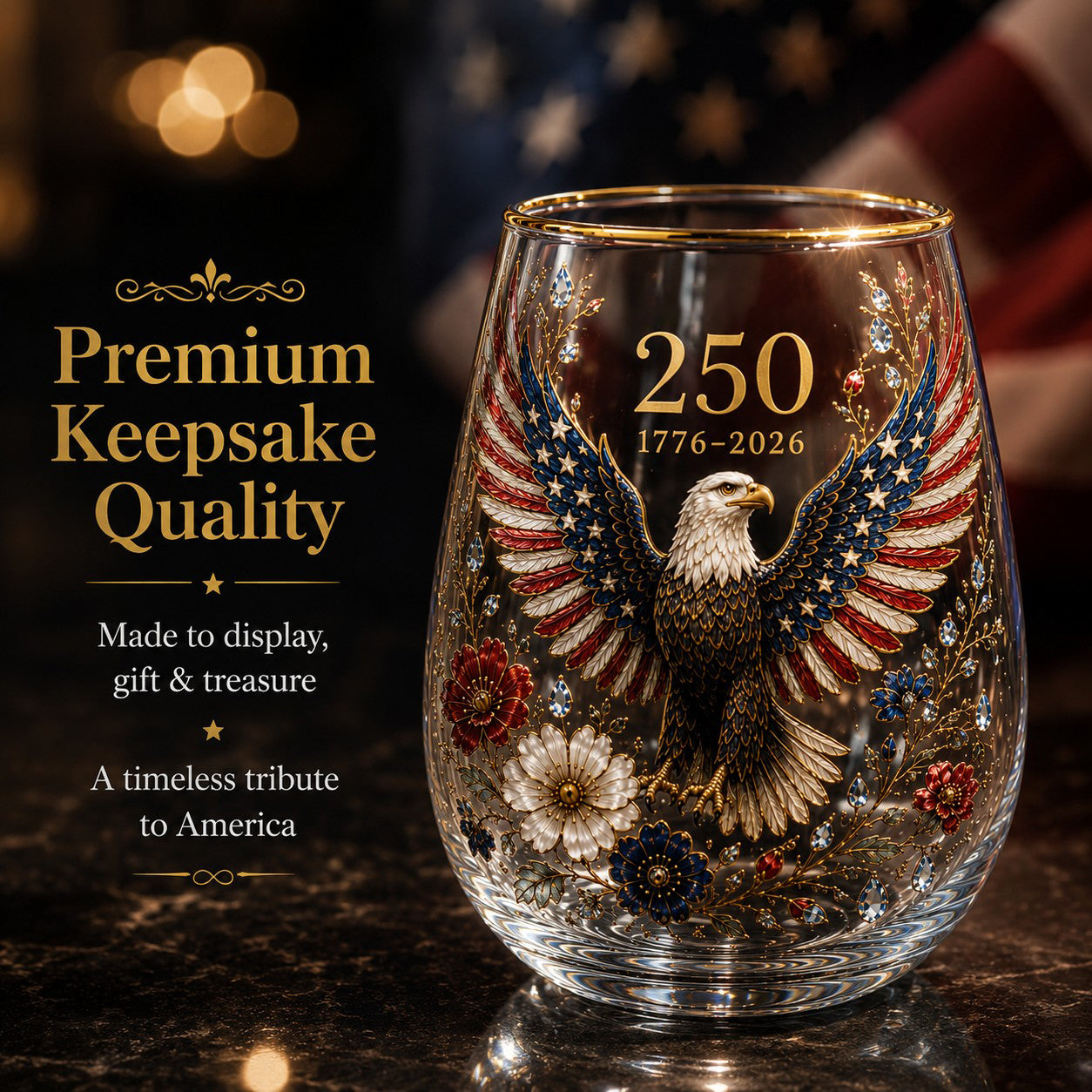🦅250th Eagle Glass Tumbler