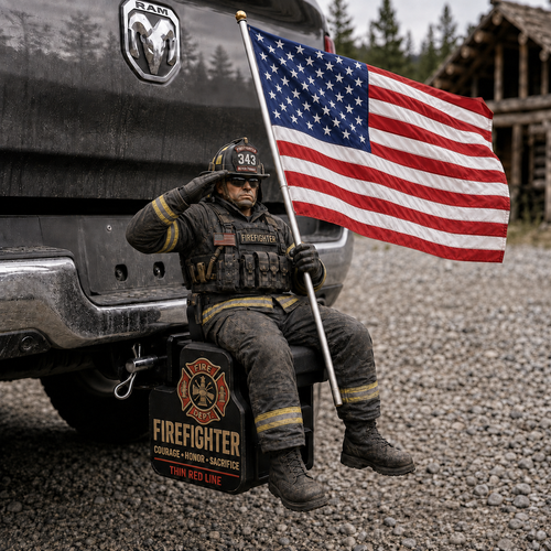🏆 Last Day Promo: 49% OFF - Firefighter Thin Red Line Tribute Trailer Hitch Cover