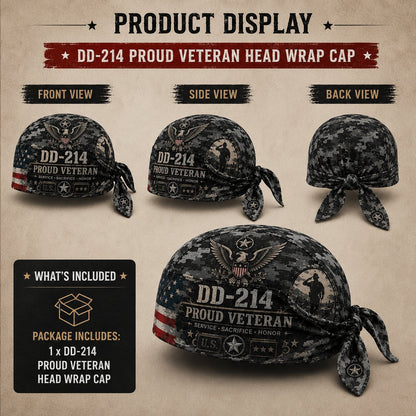 Veteran DD-214 Camouflage Print Cycling Pirate Hat / Biker Headwrap