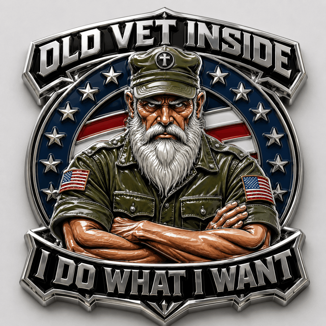 OLD VET INSIDE – I DO WHAT I WANT Car Emblem