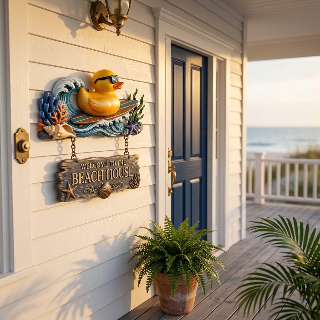 Surfin' Duck 3D Welcome Sign | Funny Beach House & Pool Decor 🏄‍♂️🦆