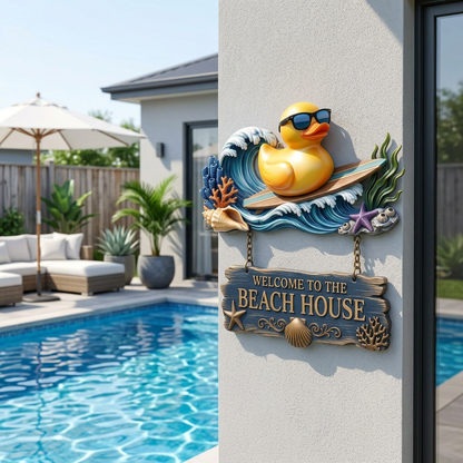 Surfin' Duck 3D Welcome Sign | Funny Beach House & Pool Decor 🏄‍♂️🦆