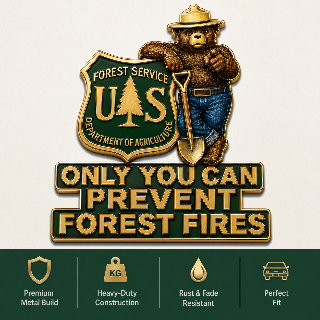 🇺🇸 Last Day Promo: 49% OFF - 🐻Only You Can Prevent Wildfires Car Emblem Metal Badge🌲