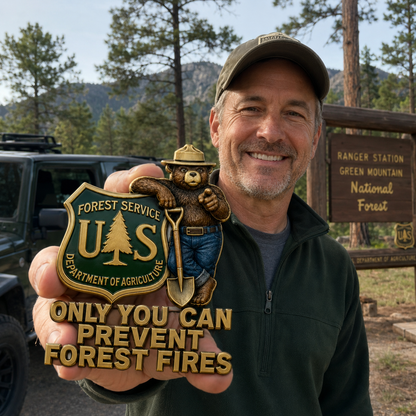 🇺🇸 Last Day Promo: 49% OFF - 🐻Only You Can Prevent Wildfires Car Emblem Metal Badge🌲
