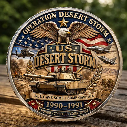 Desert Storm Veteran Commemorative Challenge Coin | 1990-1991 Gulf War Military Tribute Gift