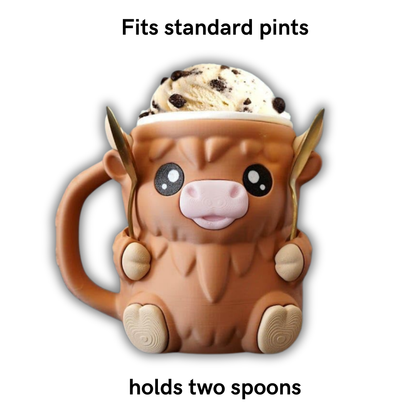 (🎁Last Day 60% OFF)🐮Ferdinand, the Highland Cow Ice Cream Pint Holder🍨🍦🍧