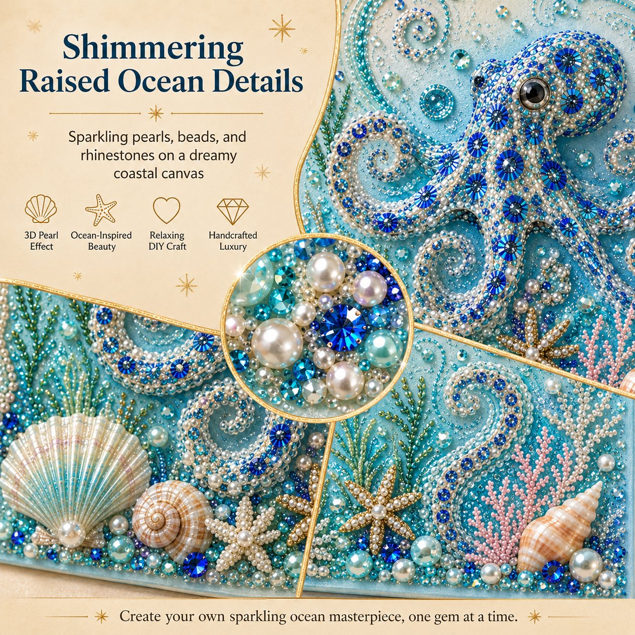 🔥Last Day 49% OFF - 🌊✨ Ocean Theme Pearl Art DIY Kit – Relaxing DIY Craft to Create Stunning Coastal Artwork