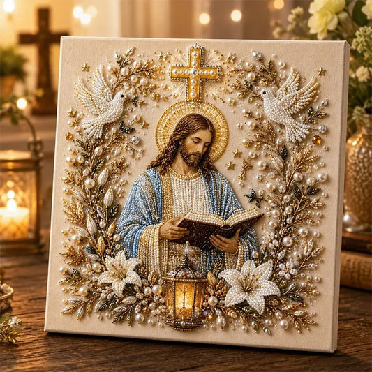 ✝️DIY Jesus Pearl Art Kit | 3D Pearl-Style Christian Artwork for Prayer Corners & Faith Gifts
