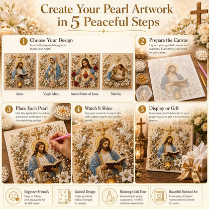 ✝️DIY Jesus Pearl Art Kit | 3D Pearl-Style Christian Artwork for Prayer Corners & Faith Gifts