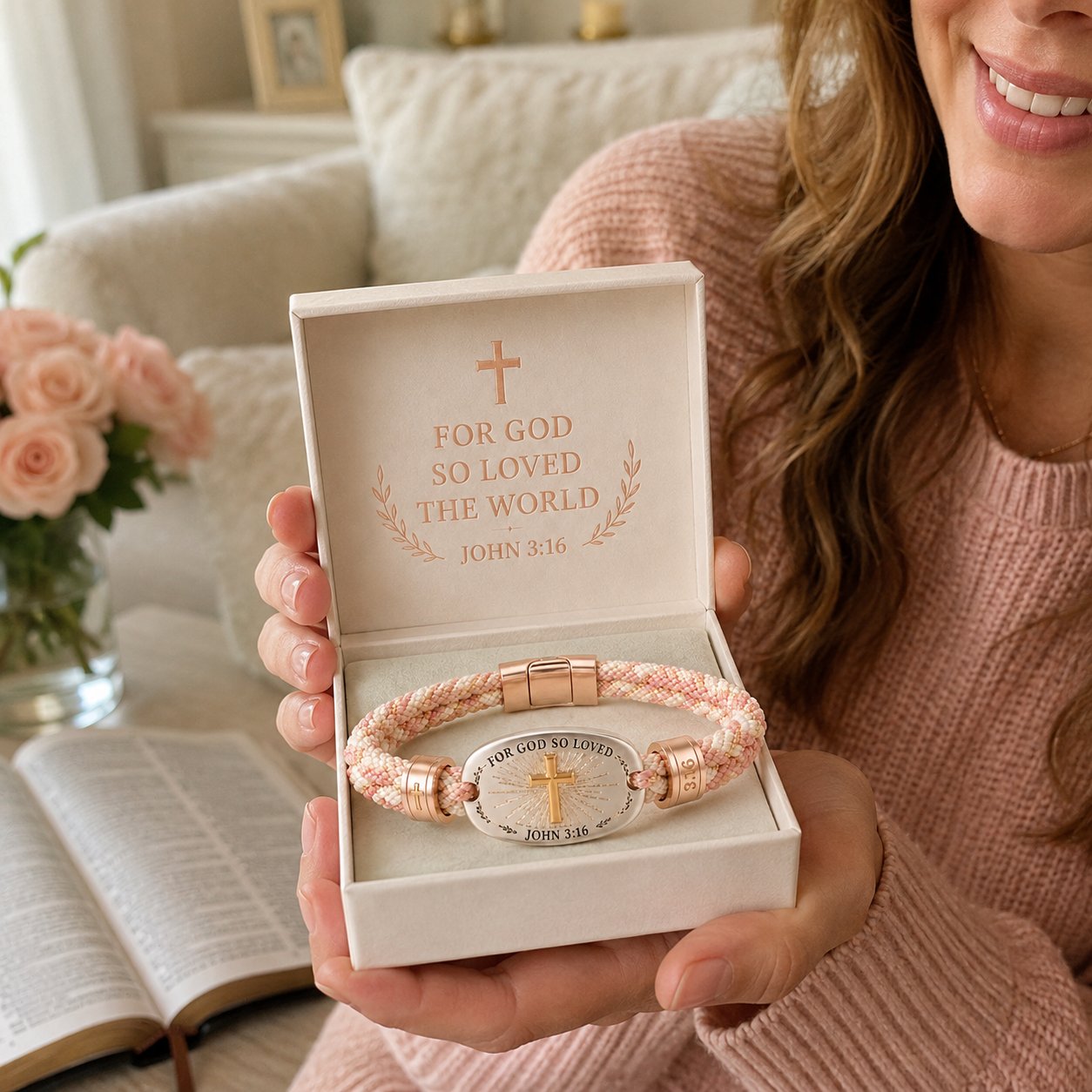 🔥 ✝️ Christian Scripture Faith Bracelet Collection | 6 Meaningful Bible Verse Designs with Raised Gold Cross & Magnetic Clasp   💗✨