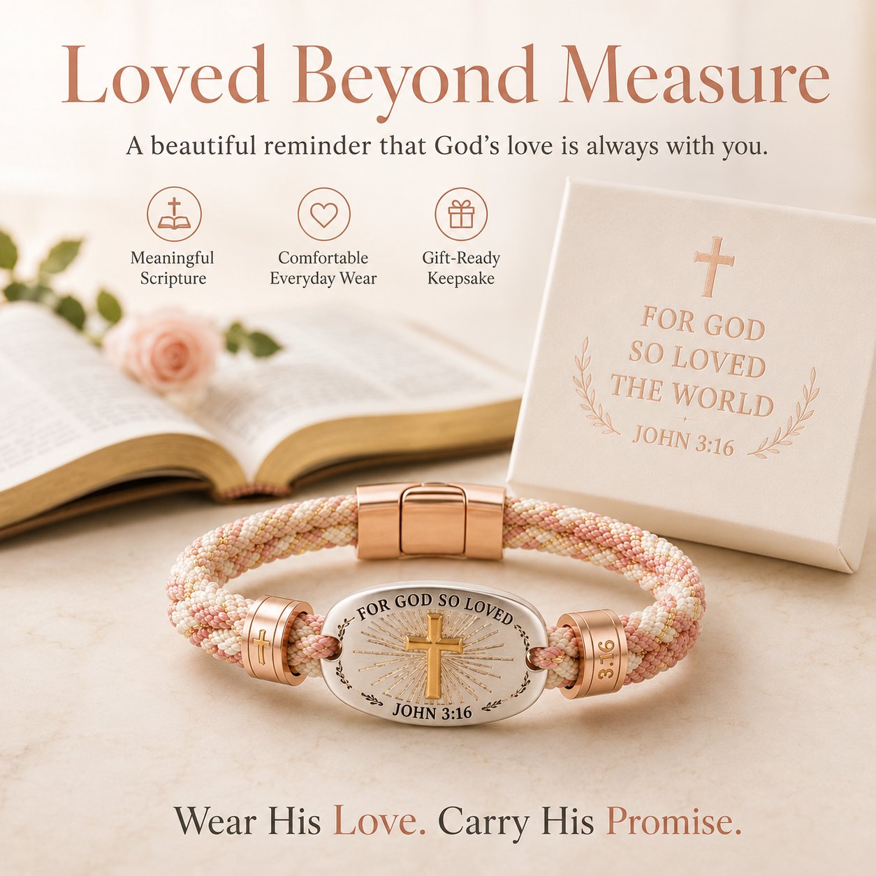 🔥 ✝️ Christian Scripture Faith Bracelet Collection | 6 Meaningful Bible Verse Designs with Raised Gold Cross & Magnetic Clasp   💗✨
