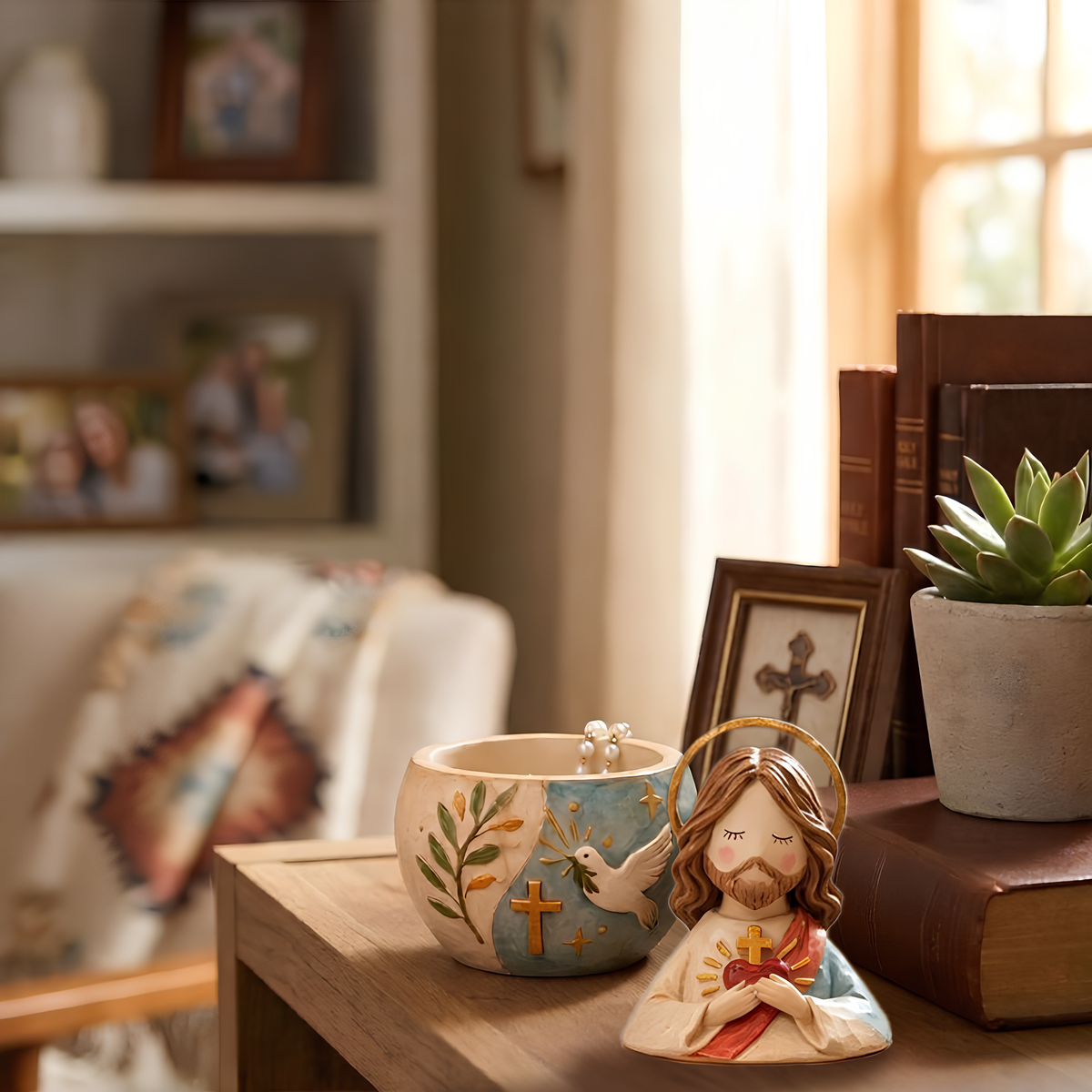 🌟 Divine Grace Collection: Hand-Painted Sacred Heart Jesus & Blessed Mary Keepsake Box