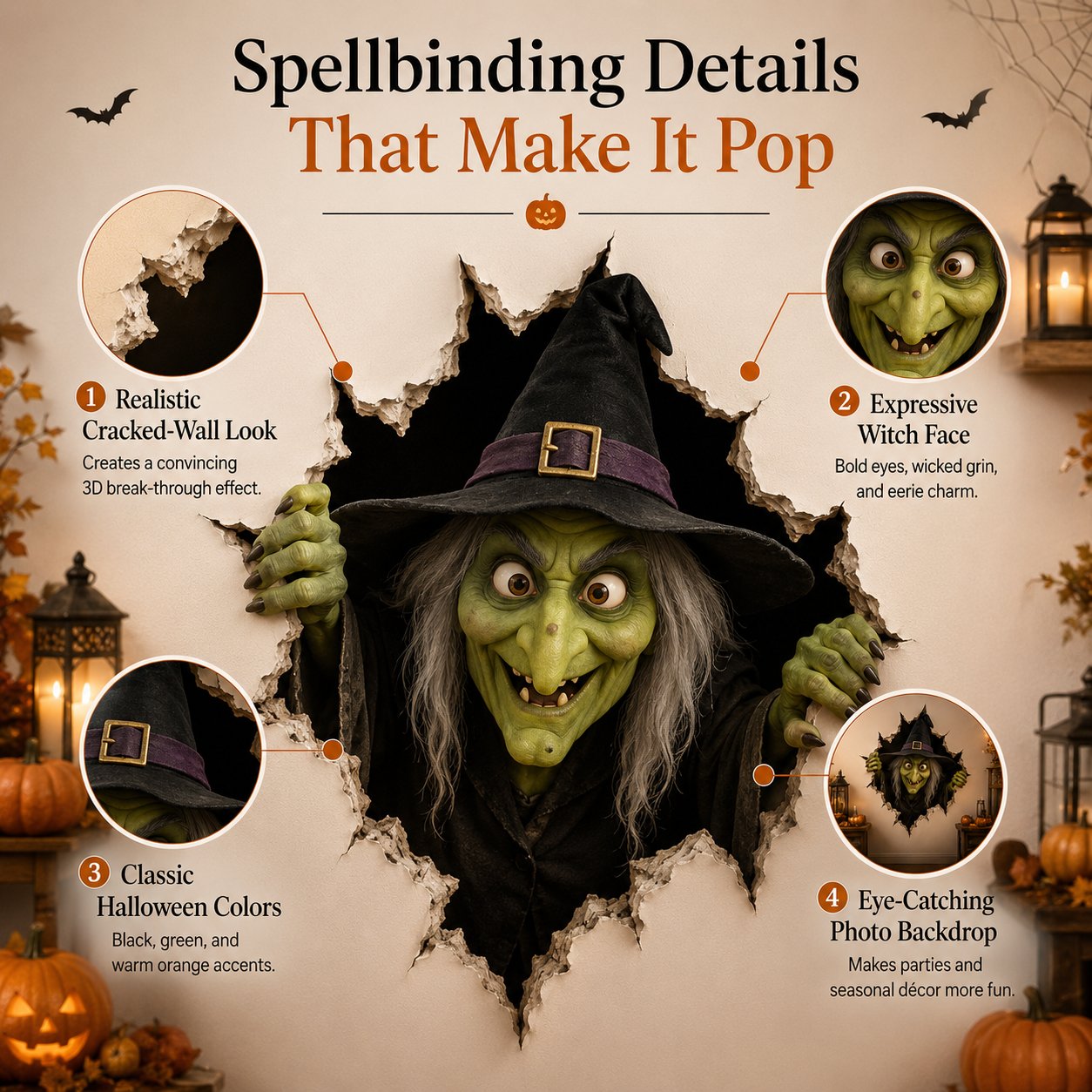 🔥 Last Day 50% OFF - Halloween Break-In 3D Wall Decals