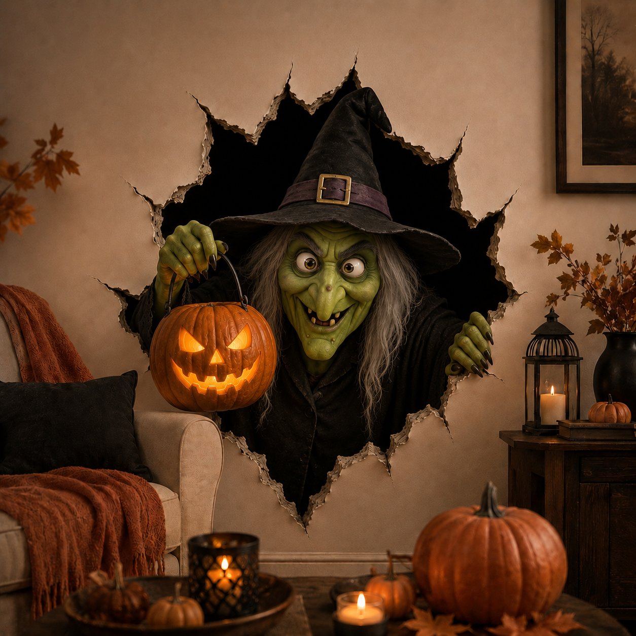 🔥 Last Day 50% OFF - Halloween Break-In 3D Wall Decals