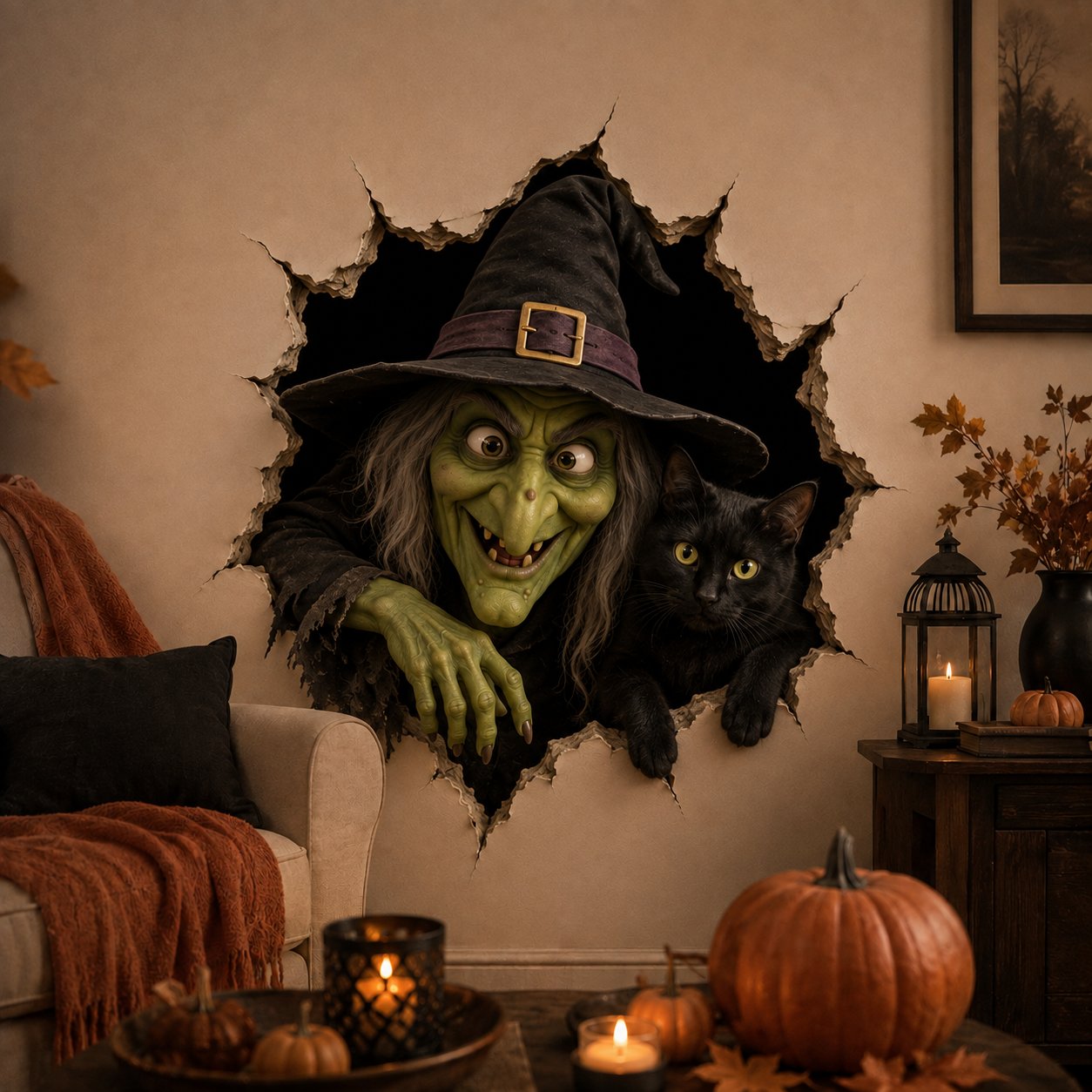 🔥 Last Day 50% OFF - Halloween Break-In 3D Wall Decals