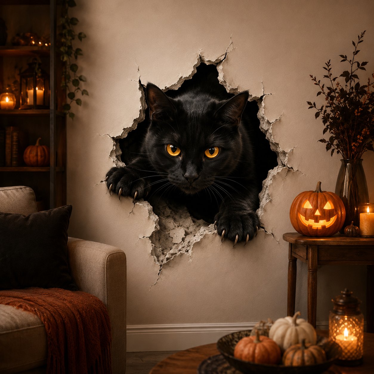 🔥 Last Day 50% OFF - Halloween Break-In 3D Wall Decals