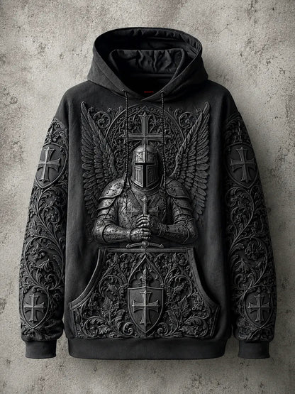 Men's Vintage Knights Templar Faith Print Casual Hoodie