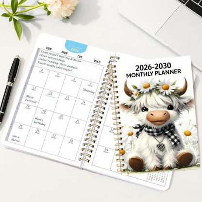 🐮 2026–2030 Highland Cow Monthly Planner 📚