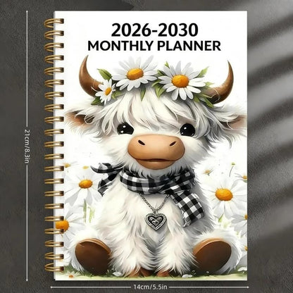🐮 2026–2030 Highland Cow Monthly Planner 📚
