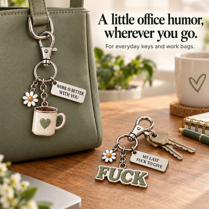 ☕ Coffee or Last Fuck? 😂 Coworker Keychains & Message Cards