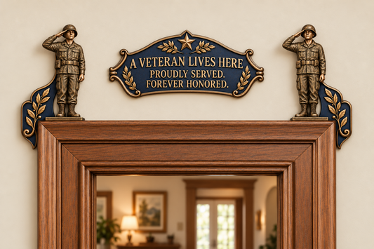 🔥Last day 50% Off - 🎖️✨ "A Veteran Lives Here" – Proudly Served 3-Piece Door Frame Decor Set