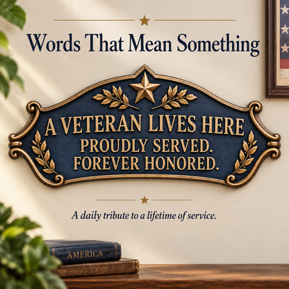 🎖️✨ "A Veteran Lives Here" – Proudly Served 3-Piece Door Frame Decor Set