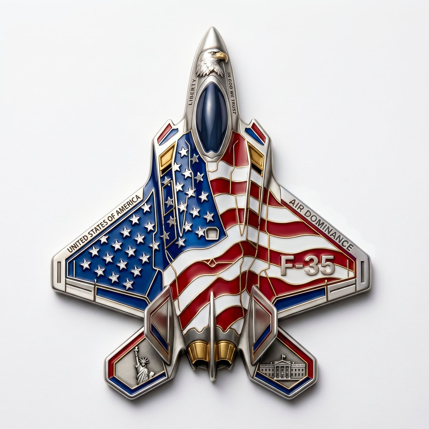 ✈️F-35 Lightning II Fighter Alien Commemorative Coin🔥,🌟 US Air Force Military Collection Commemorative Medal, 🌟Metal Relief Enamel Craft, Military Fans Gift🎁