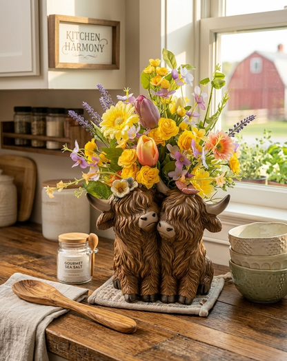 Highland Cow Planter: Rustic Charm Meets Farmhouse Joy