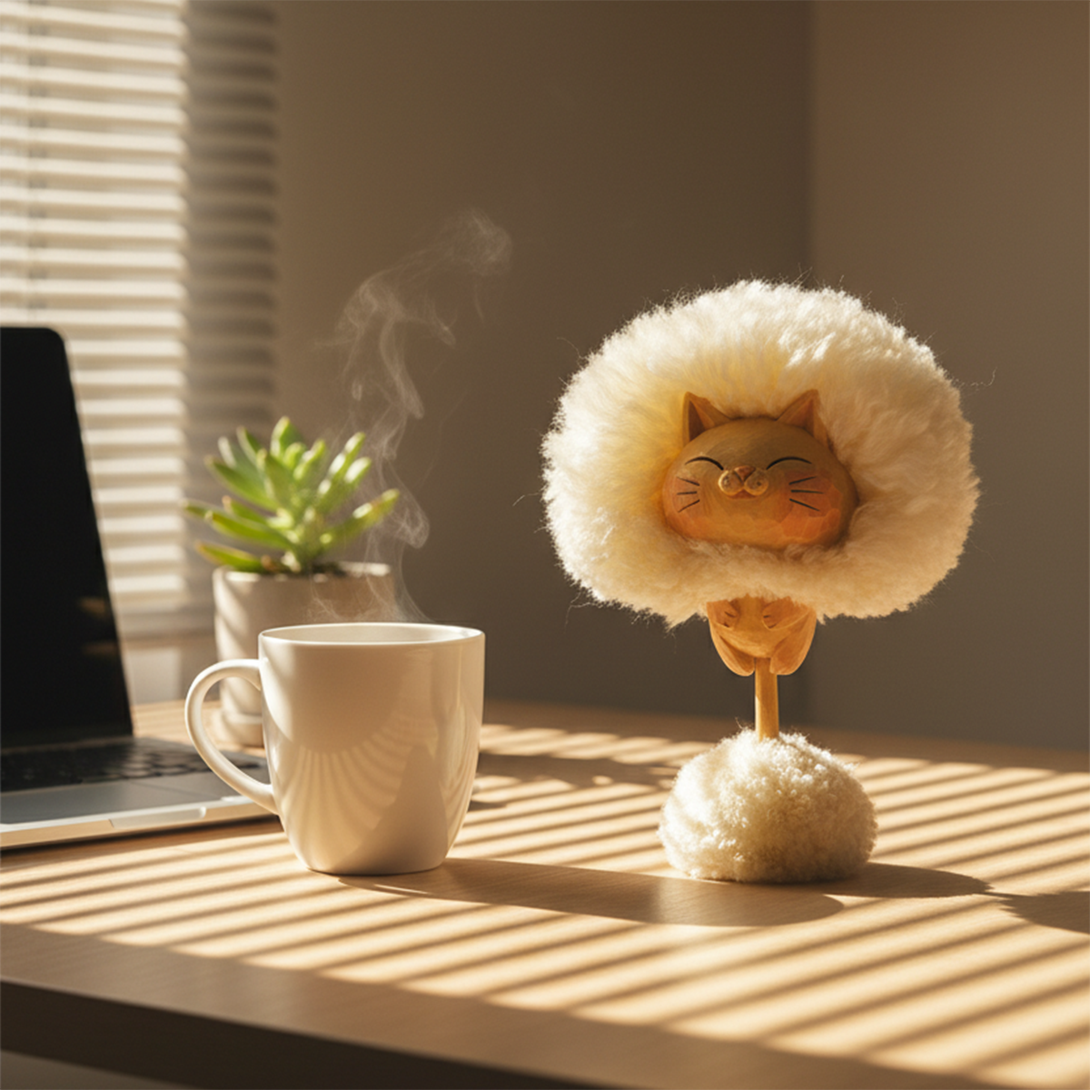 🔥Hot Sale 49%Off - 🐱The "Dandy-Cat" – Hand-Carved Zen Dandelion Figurine