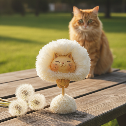 🔥Hot Sale 49%Off - 🐱The "Dandy-Cat" – Hand-Carved Zen Dandelion Figurine