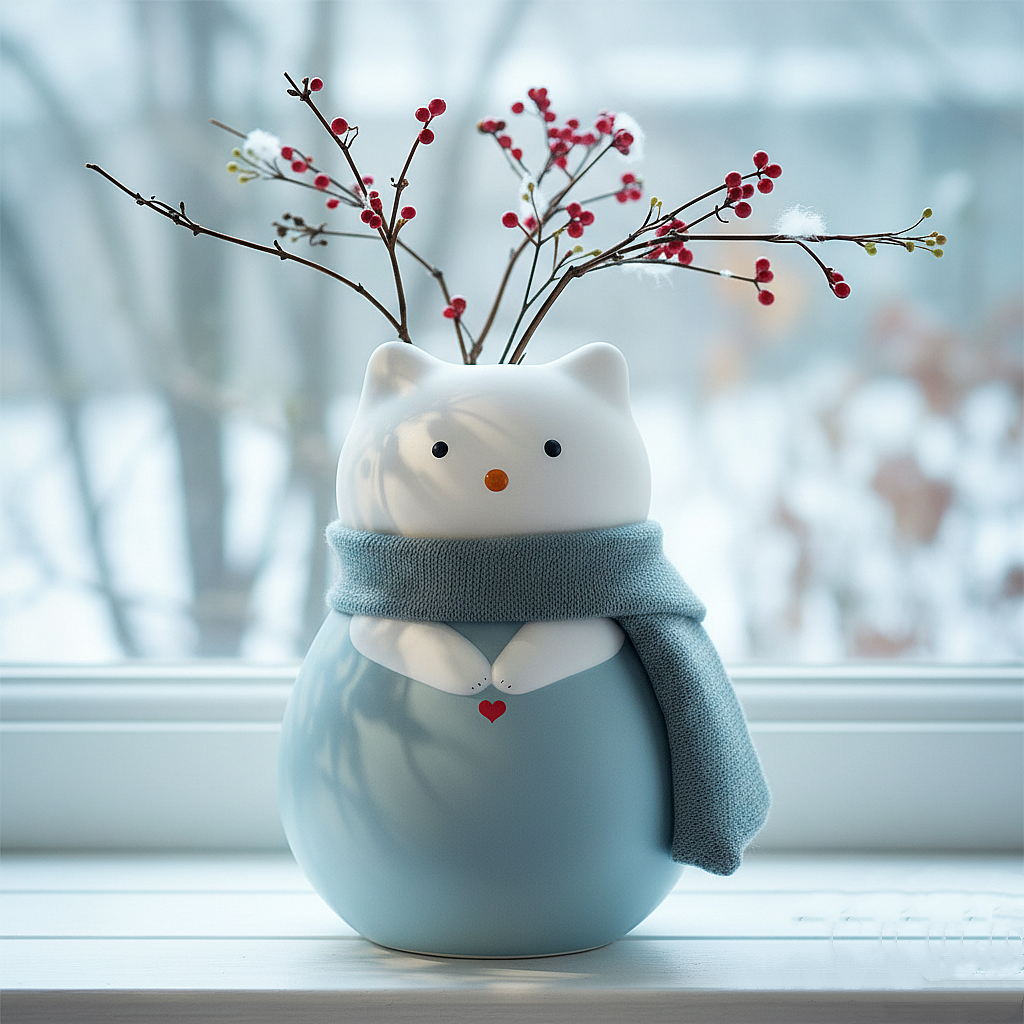 🔥Hot Sale 49%OFF - The "Cozy Kitty" Ceramic Vase – A Little Hug for Your Home 🐱💙