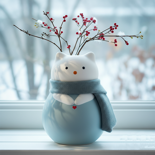 🔥Hot Sale 49%OFF - The "Cozy Kitty" Ceramic Vase – A Little Hug for Your Home 🐱💙