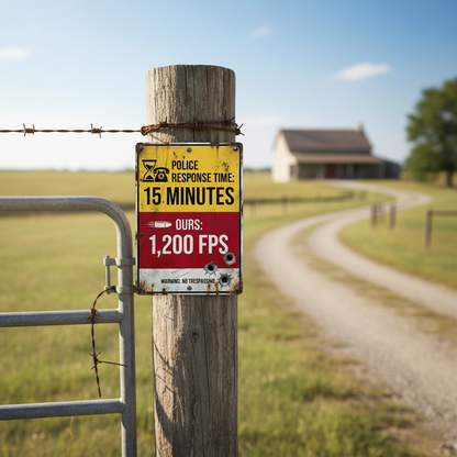 "The 1,200 FPS Warning" | Ultimate Response Time Metal Sign (Funny No Trespassing Sign)