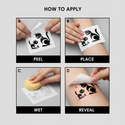 3D Shadow Cat & Kitten Temporary Tattoo - Waterproof & Skin-Safe🐾