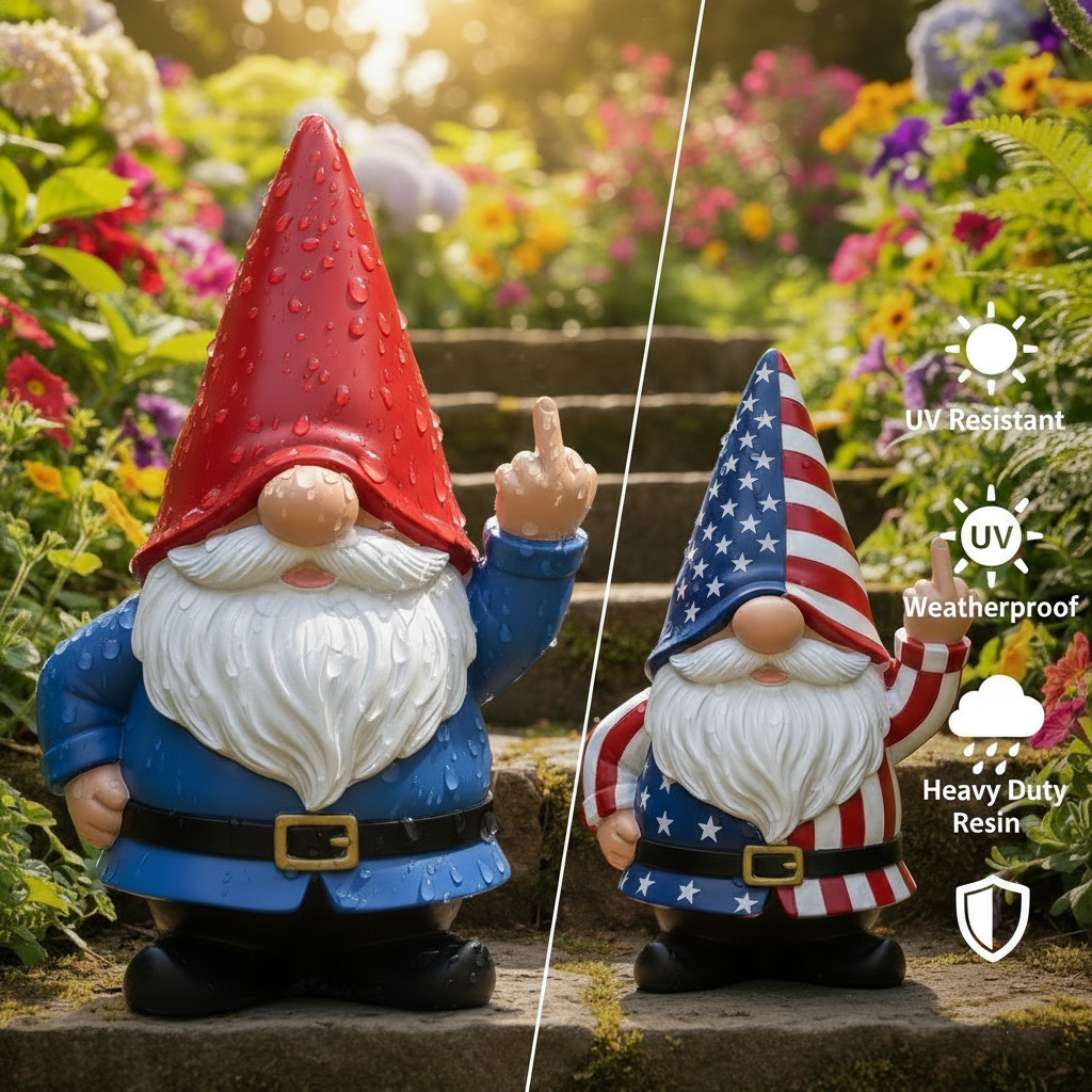 🔥Hot Sale 49% OFF -The Grumpy Guardian: Rude Middle Finger Gnome (Classic & Patriot Editions)