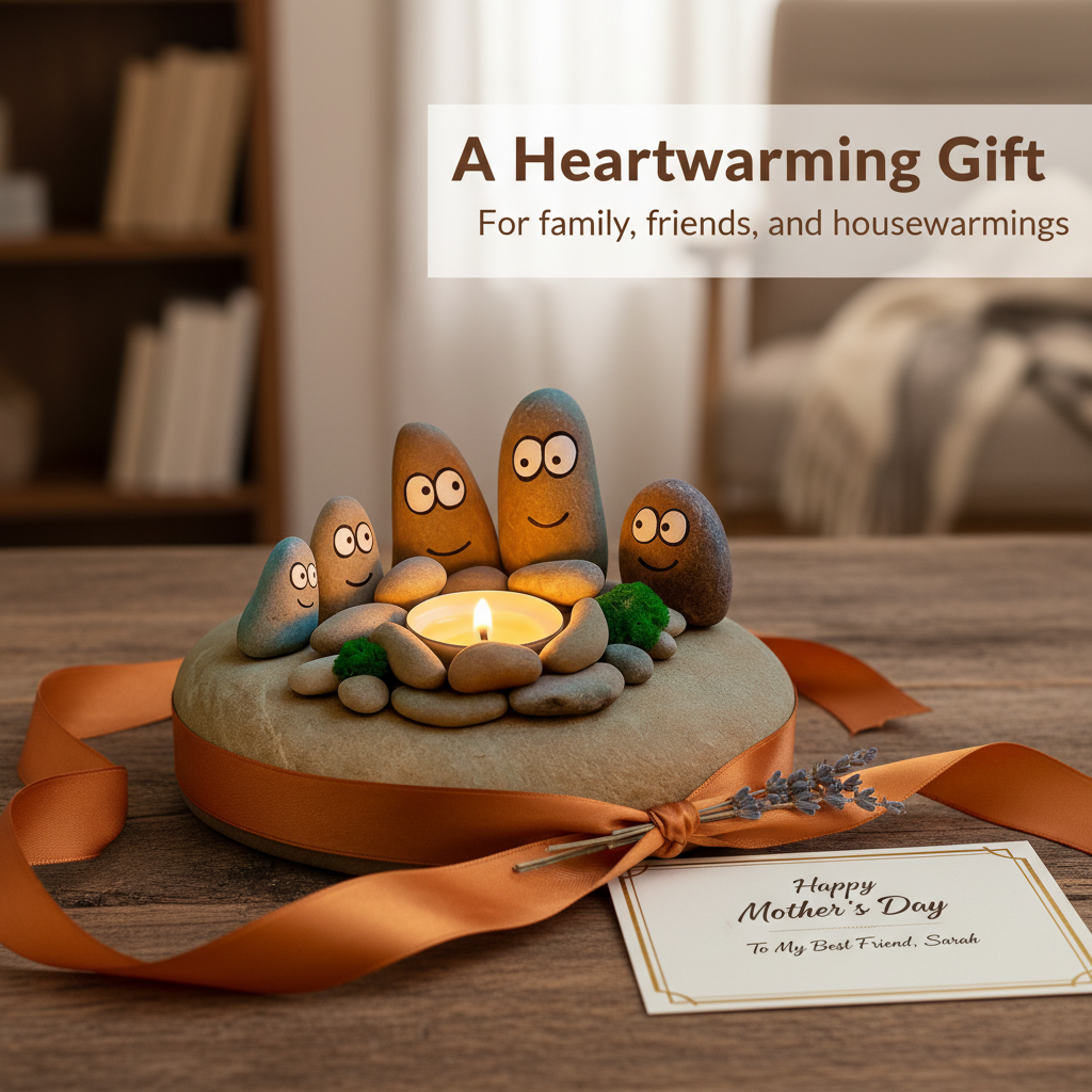 The "Pebble Family" Campfire Tealight Holder – Cozy Faux Stone Centerpiece