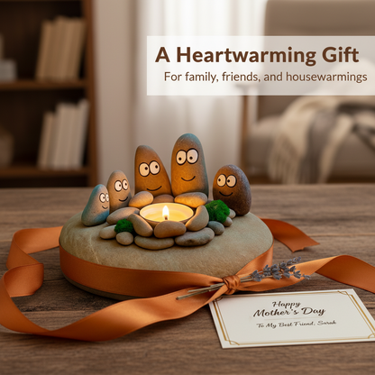 The "Pebble Family" Campfire Tealight Holder – Cozy Faux Stone Centerpiece