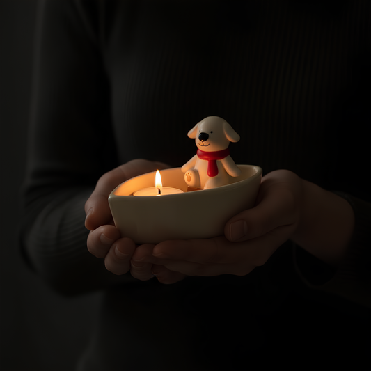 Cozy Companion Dog & Boat Ceramic Tealight Holder